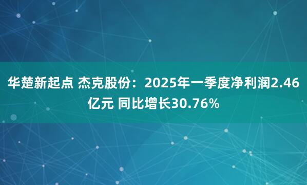 华楚新起点 杰克股份：2025年一季度净利润2.46亿元 同比增长30.76%