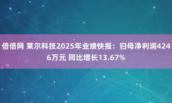 倍倍网 莱尔科技2025年业绩快报：归母净利润4246万元 同比增长13.67%